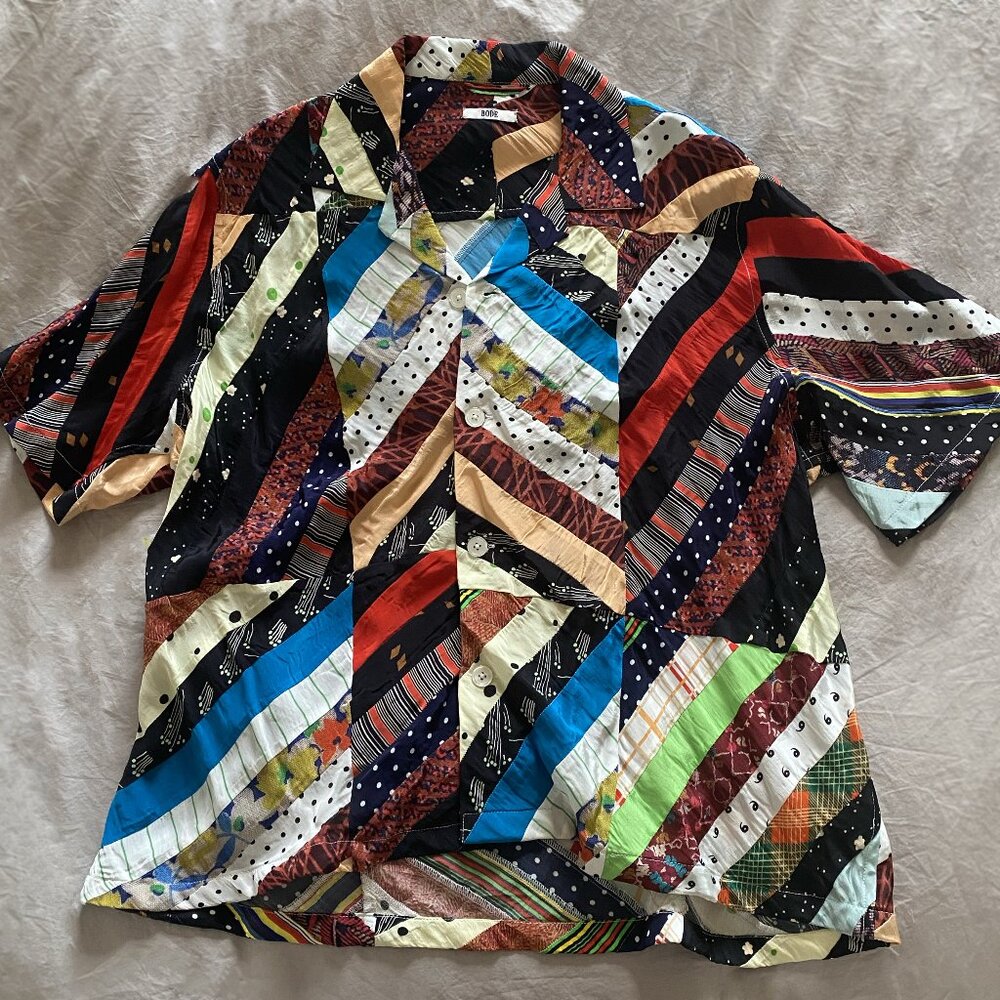 Bode Patchwork Multicolor Button Down T Shirt - O… - image 1